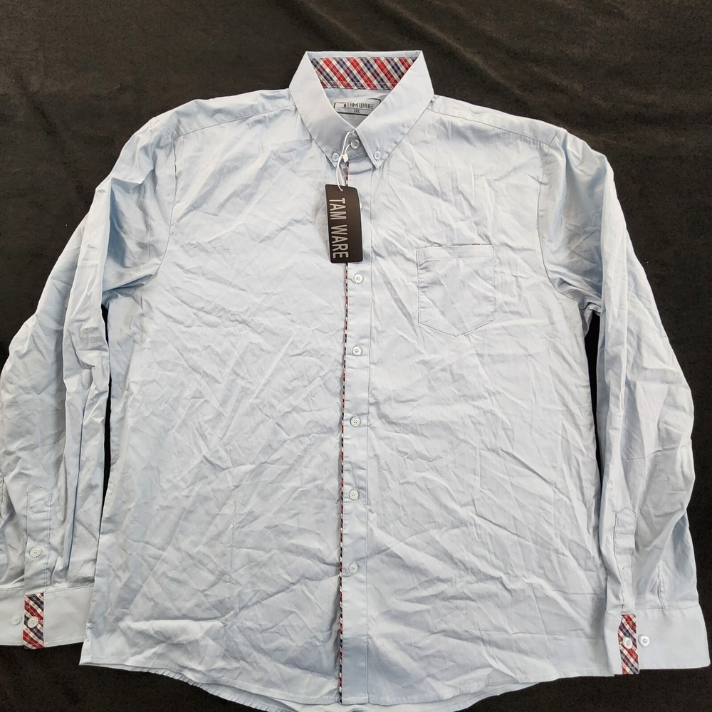 Tam Ware Light Blue Long Sleeve Dress Shirt Men's 2XL
